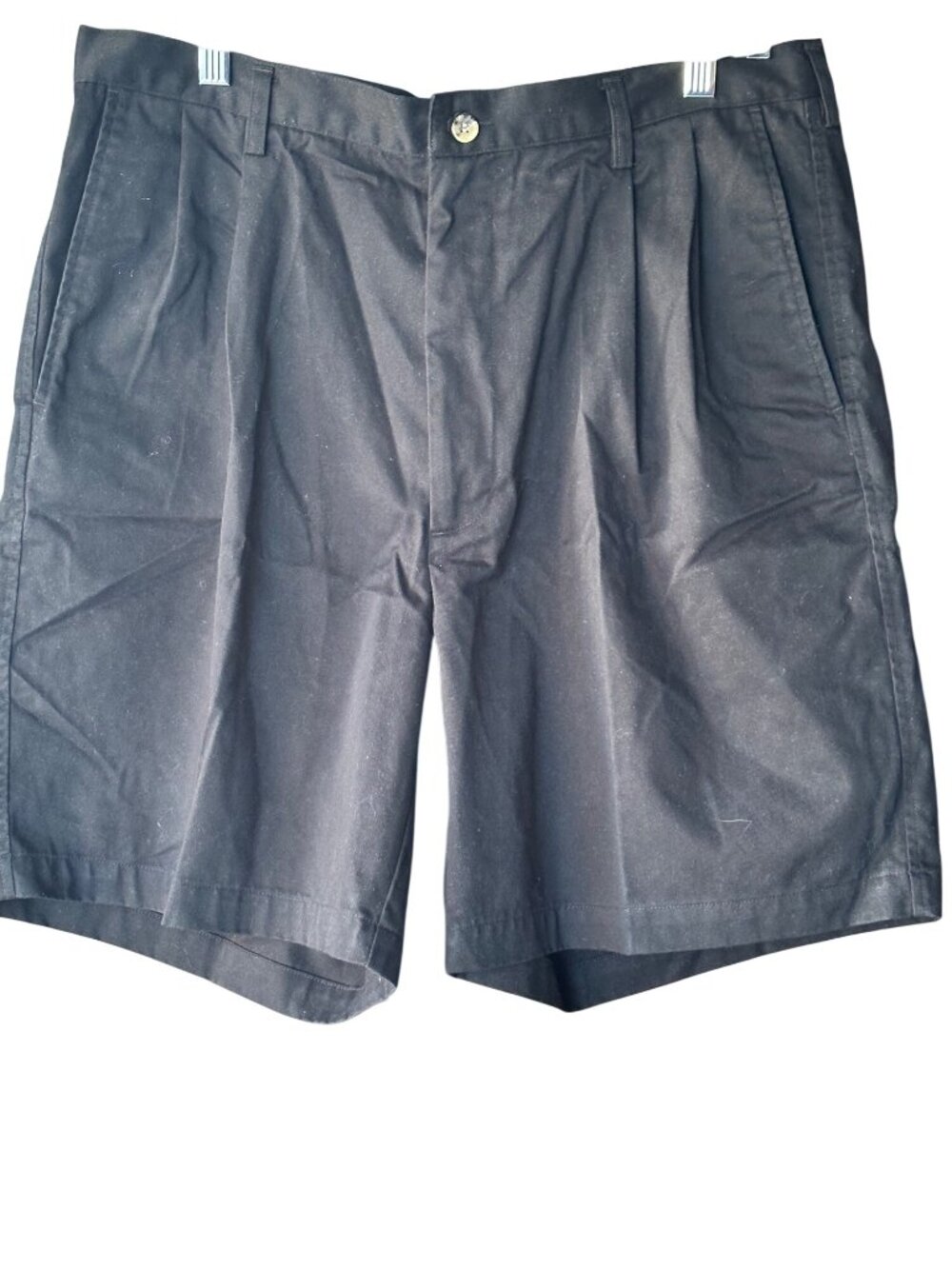 Haggar Size 36 Generations Black Pleated Front Dress Shorts Mens